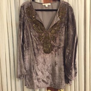 Boston Proper Grey Velvet Tunic